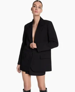Alix The Label Blazer Woven Flowy Stretch Zwart