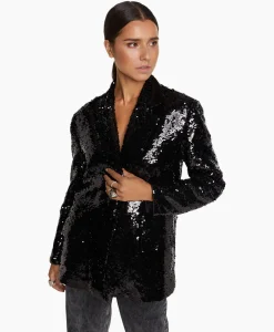 Alix The Label Blazer Woven With Strass Zwart