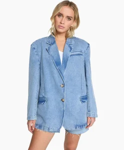 Alix The Label Blazer Woven Denim Blauw