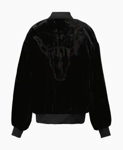 Alix The Label Bomberjack Ladies Woven Oversized Velvet Zwart