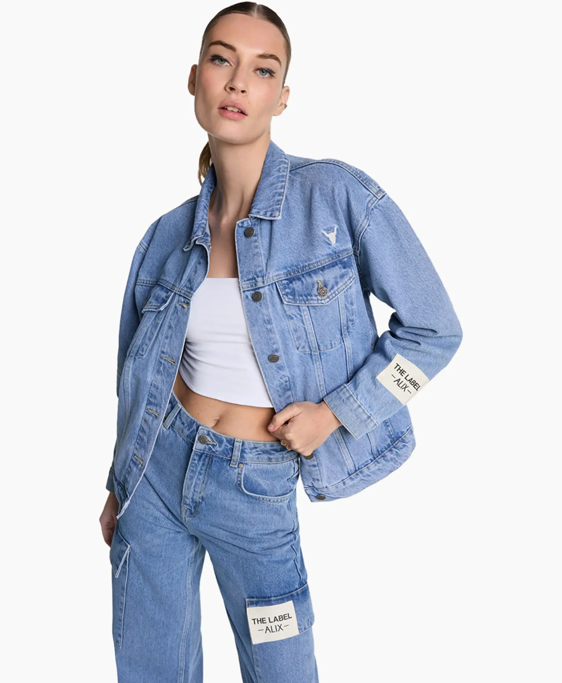 Alix The Label Jack Woven Denim Blauw