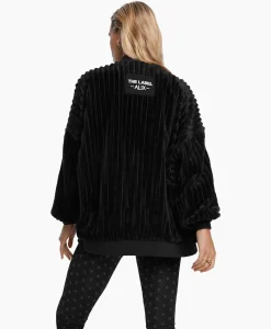 Alix The Label Jack Woven Rib Fur Bomber Zwart