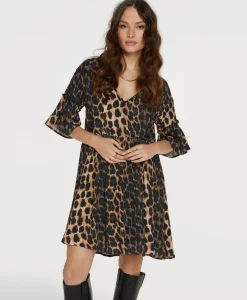 Alix The Label Jurk Ladies Woven Animal Dress Print + 2 Kleurig