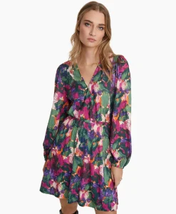 Alix The Label Mini Jurk Woven Camouflage Flower Zwart