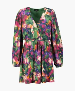 Alix The Label Mini Jurk Woven Camouflage Flower Zwart