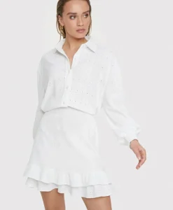 Alix The Label Minirok Knitted Jersey Broderie Skirt Off White