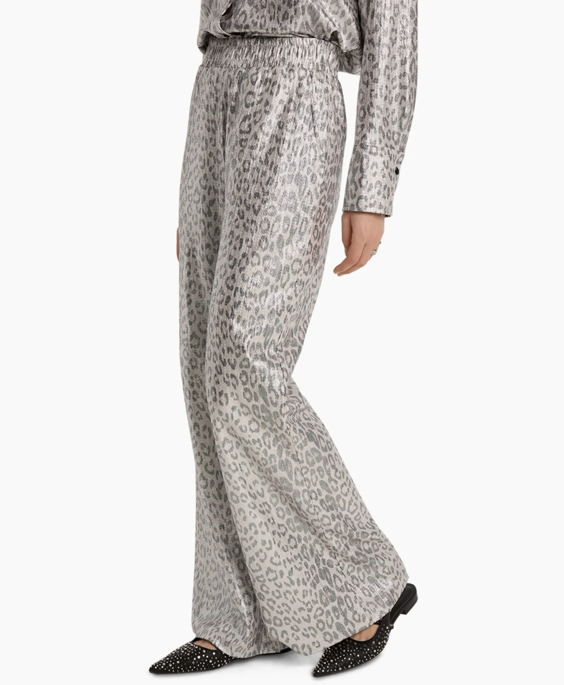 Alix The Label Pantalon Knitted Leopard Zilver