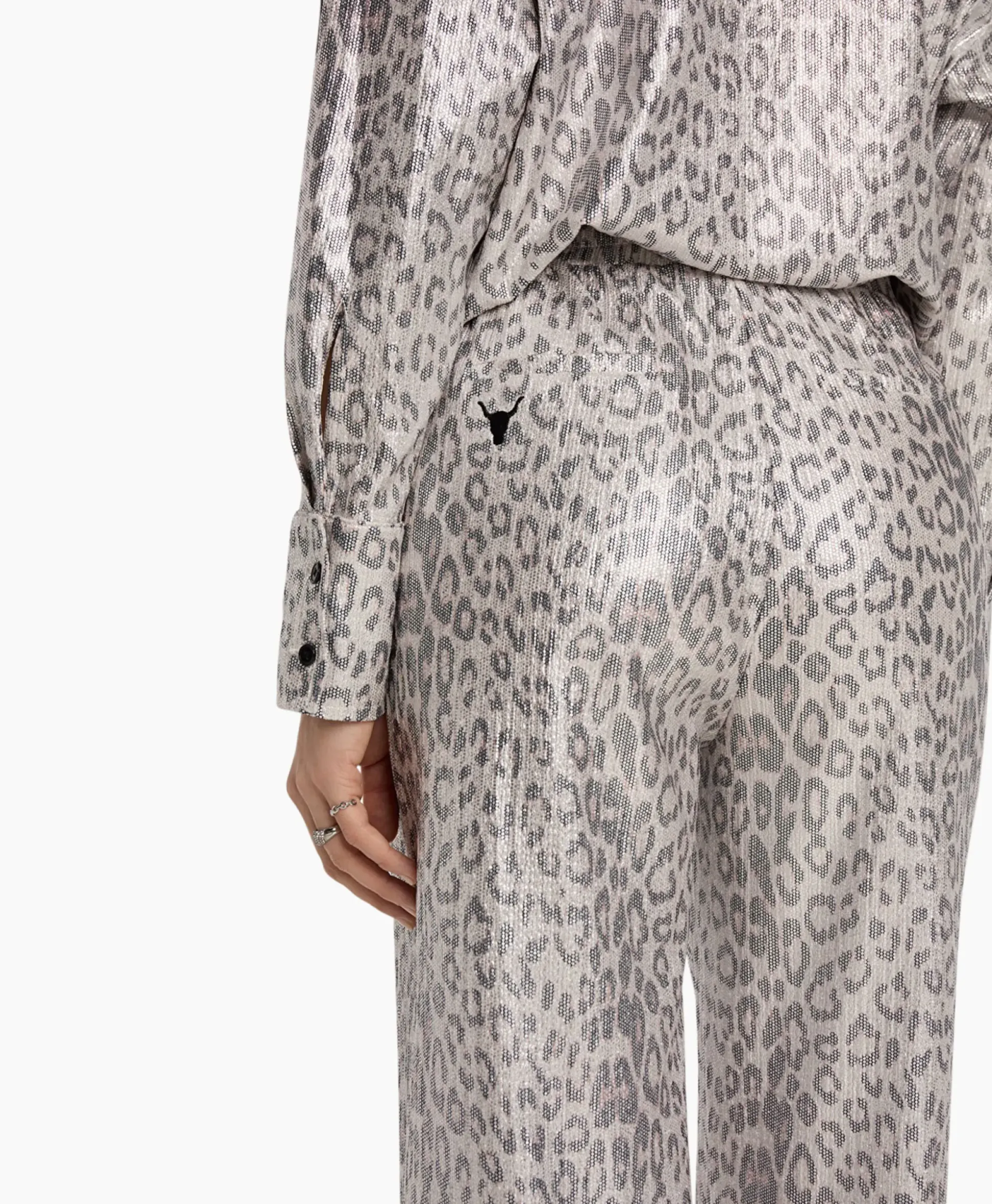 Alix The Label Pantalon Knitted Leopard Zilver