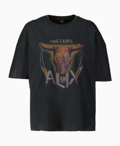 Alix The Label T-Shirt Korte Mouw Knitted Bull Zwart