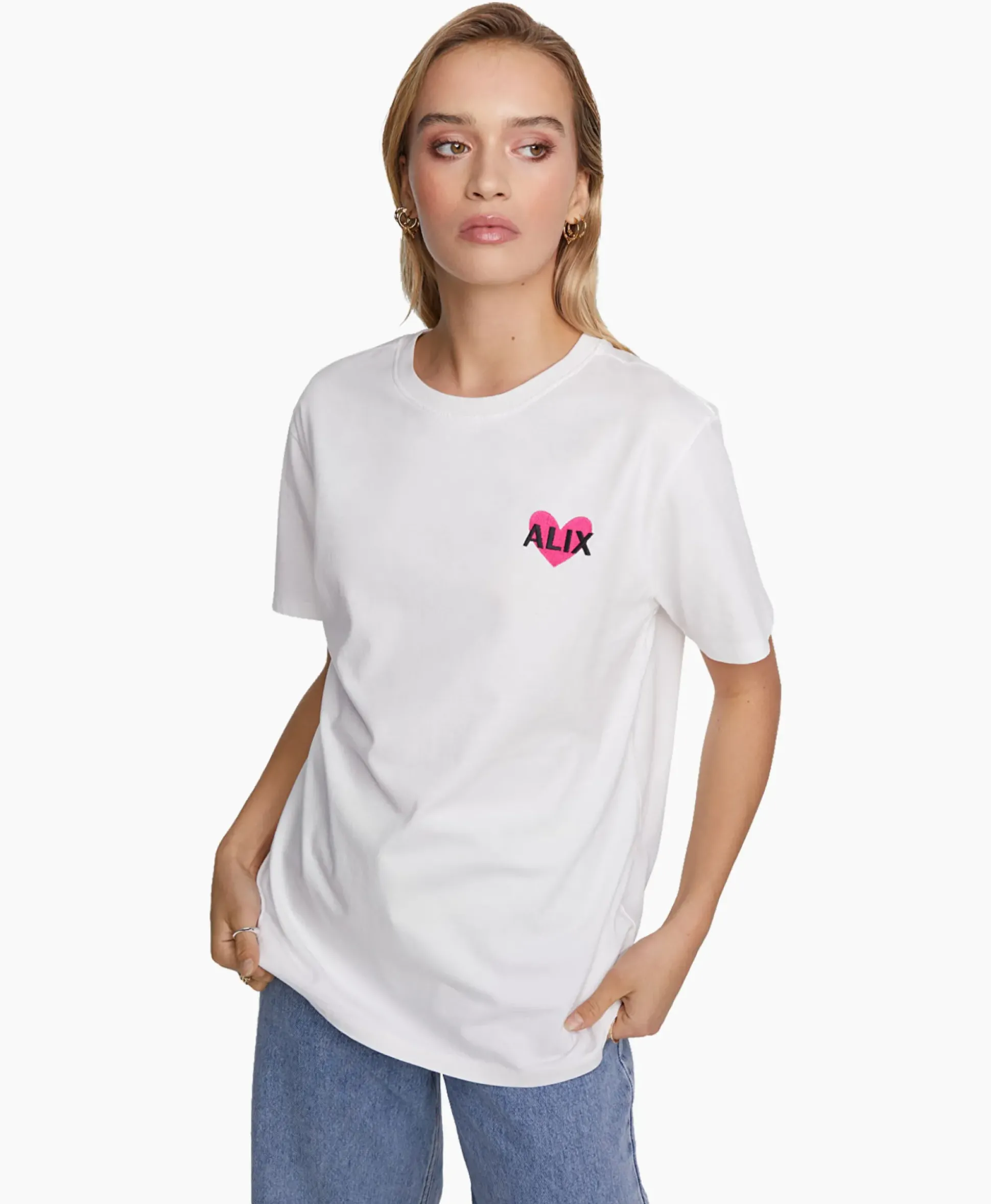 Alix The Label T-Shirt Korte Mouw Knitted Alix Heart Off White