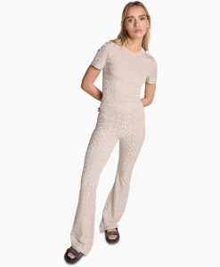 Alix The Label T-Shirt Korte Mouw Knitted A Jacquard Zand
