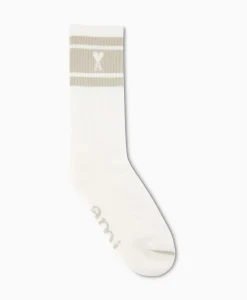 Ami Paris Sokken Adc Striped Beige