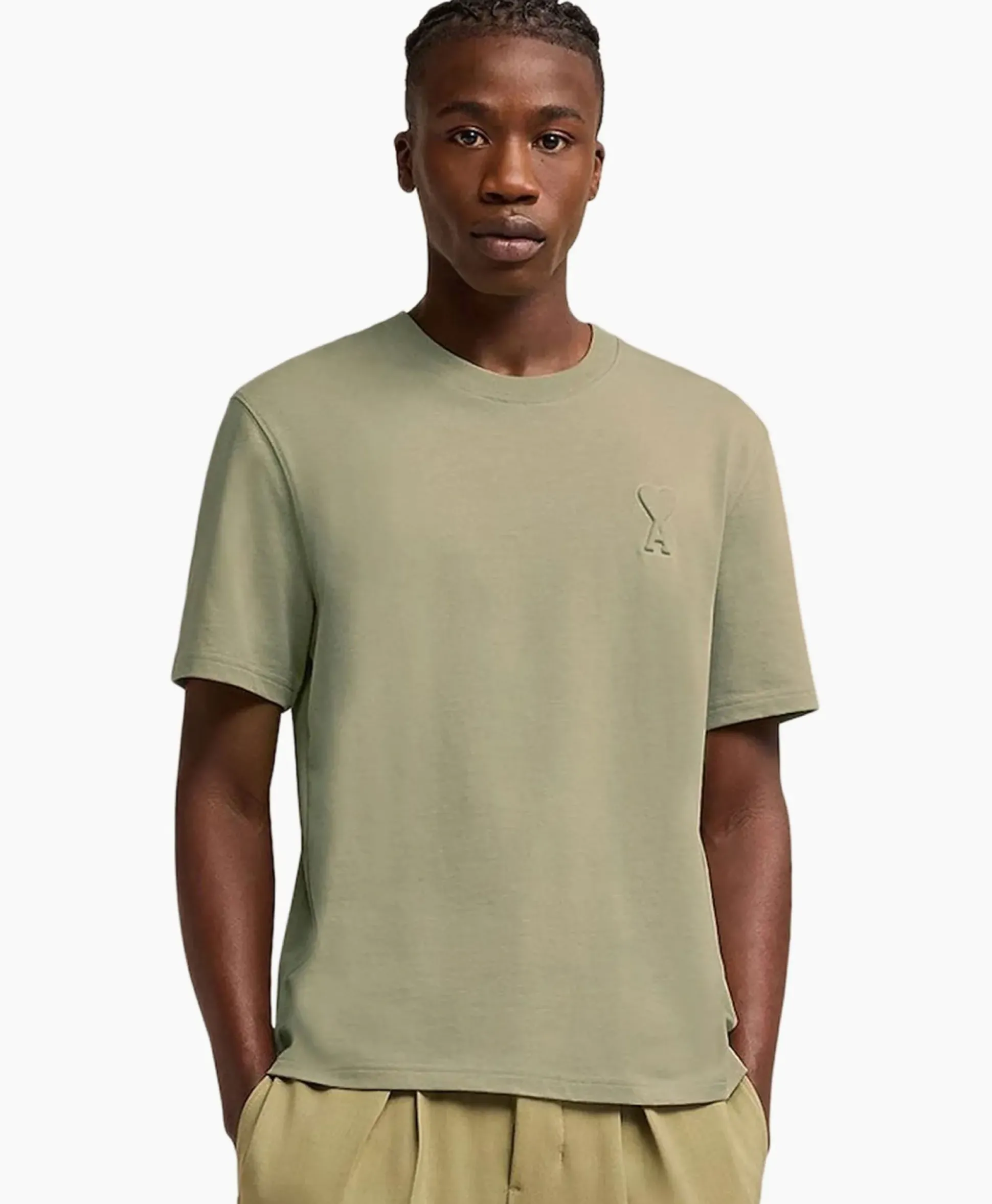 Ami Paris T-Shirt Korte Mouw Adc Khaki