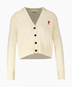 Ami Paris Vest Red Adc Cardigan Beige