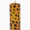 Anna+Nina Kaars Large Leopard Print Pillar Candle Bruin