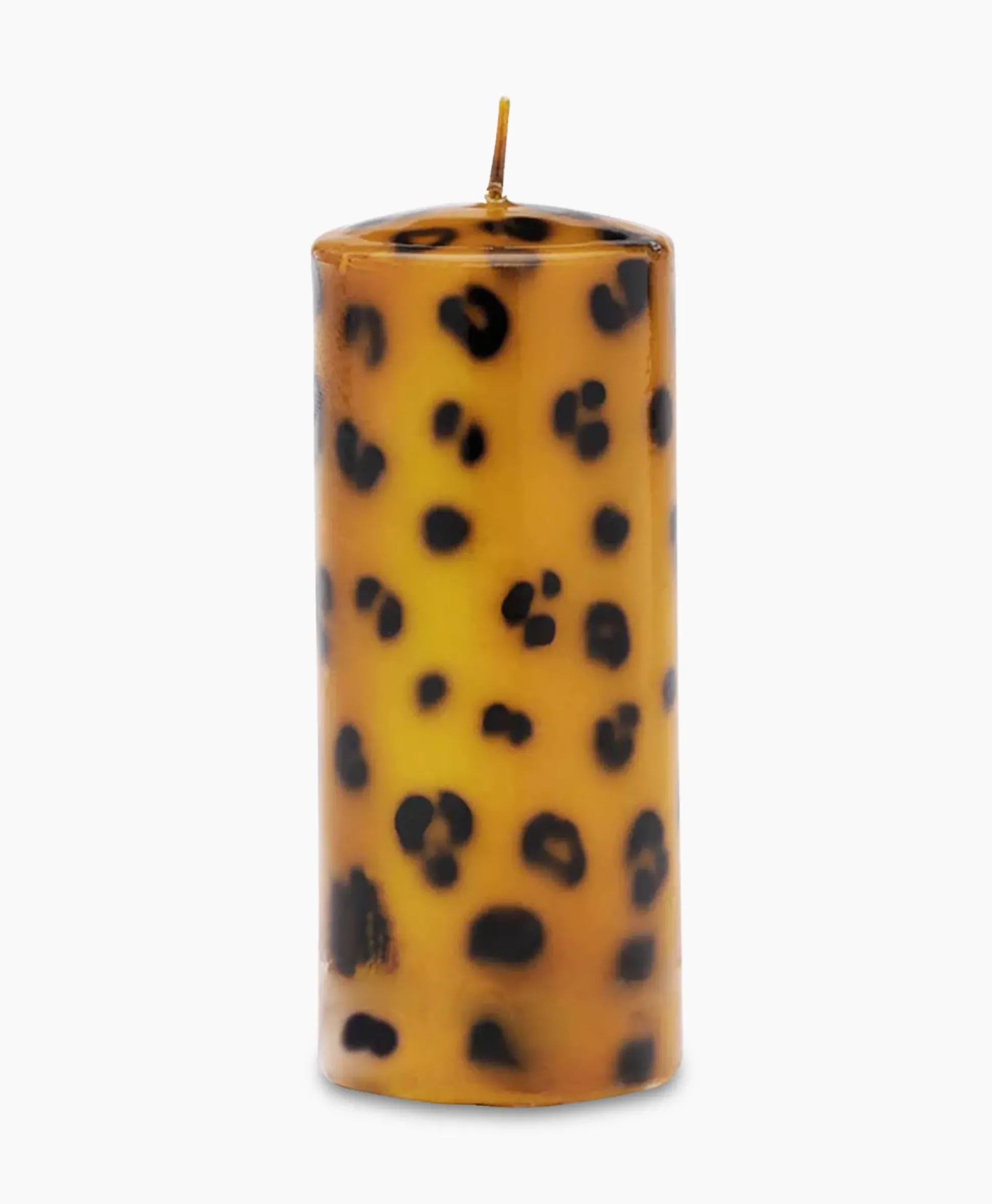 Anna+Nina Kaars Large Leopard Print Pillar Candle Bruin