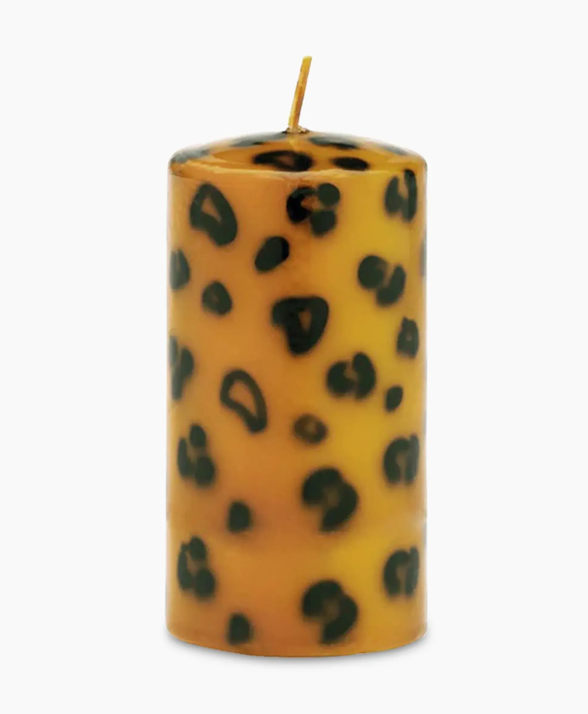 Anna+Nina Kaars Small Leopard Print Pillar Candle Bruin