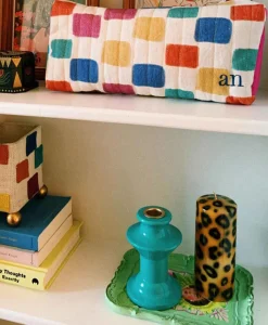 Anna+Nina Kaars Small Leopard Print Pillar Candle Bruin