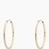Anna+Nina Oorbellen Hammered Plain Hoop Earrings Xl Silver G Goud