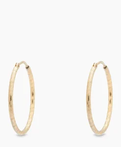 Anna+Nina Oorbellen Hammered Plain Hoop Earrings Xl Silver G Goud
