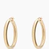 Anna+Nina Oorbellen Round Plain Hoop Earrings Silver Goldpla Goud