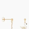 Anna+Nina Oorbellen Single Swan Lake Stud Earring Silver Gol Wit