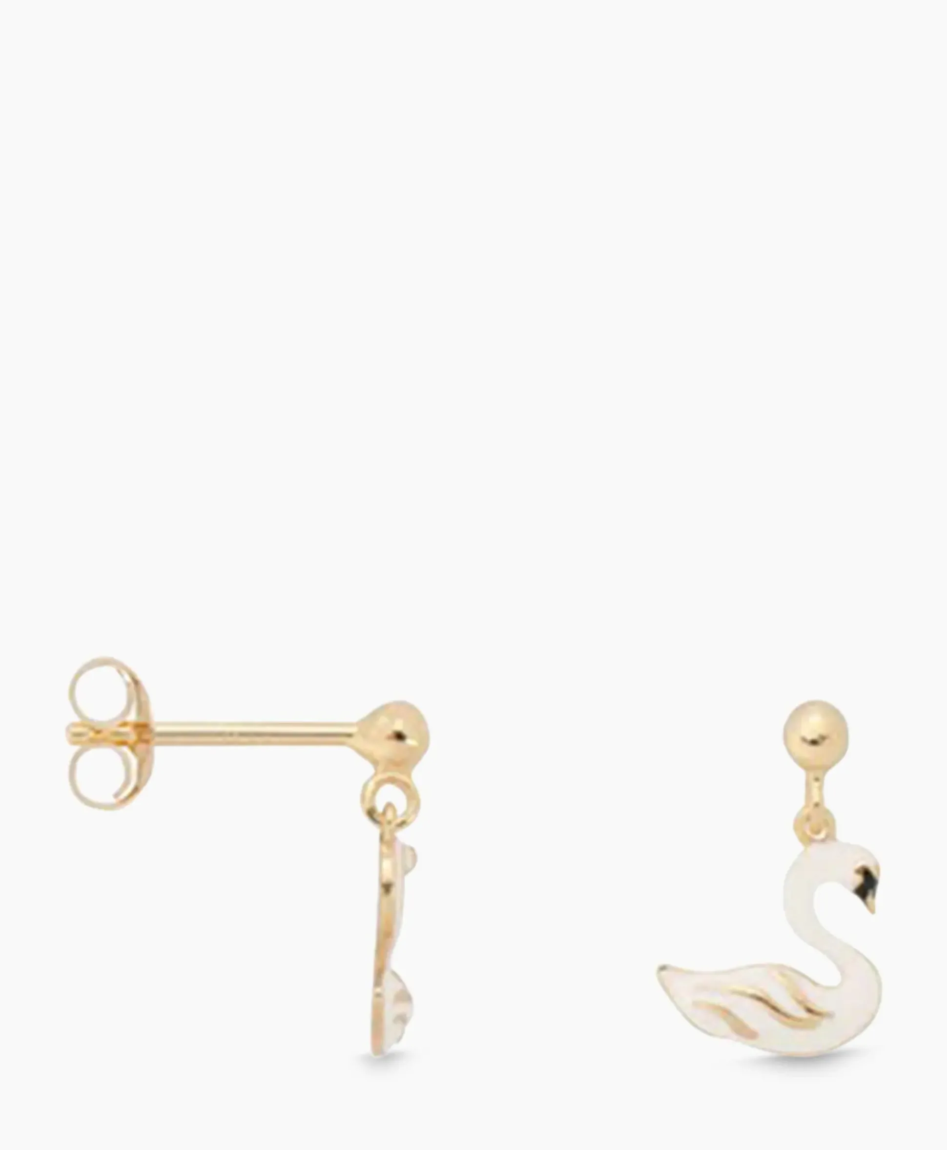 Anna+Nina Oorbellen Single Swan Lake Stud Earring Silver Gol Wit