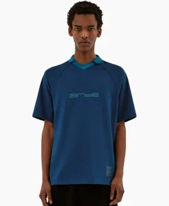 Arte Antwerp T-Shirt Korte Mouw Sport Fleece Arte Chest Contras Donker Blauw