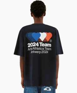 Arte Antwerp T-Shirt Korte Mouw Heart France Back Print Donker Blauw