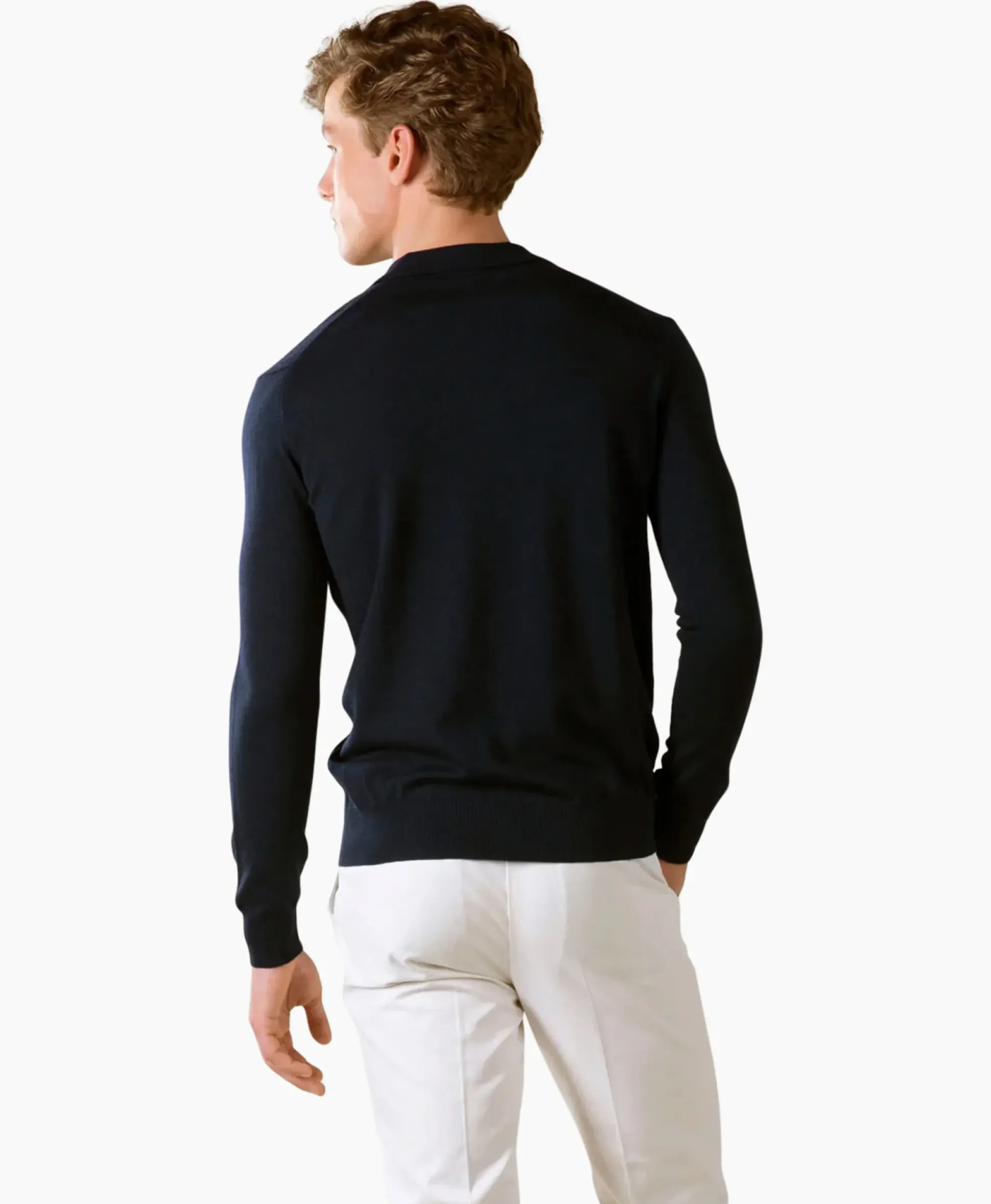 Aurelien Aurelien Pullover Rib Zip Polos Ls Donker Blauw