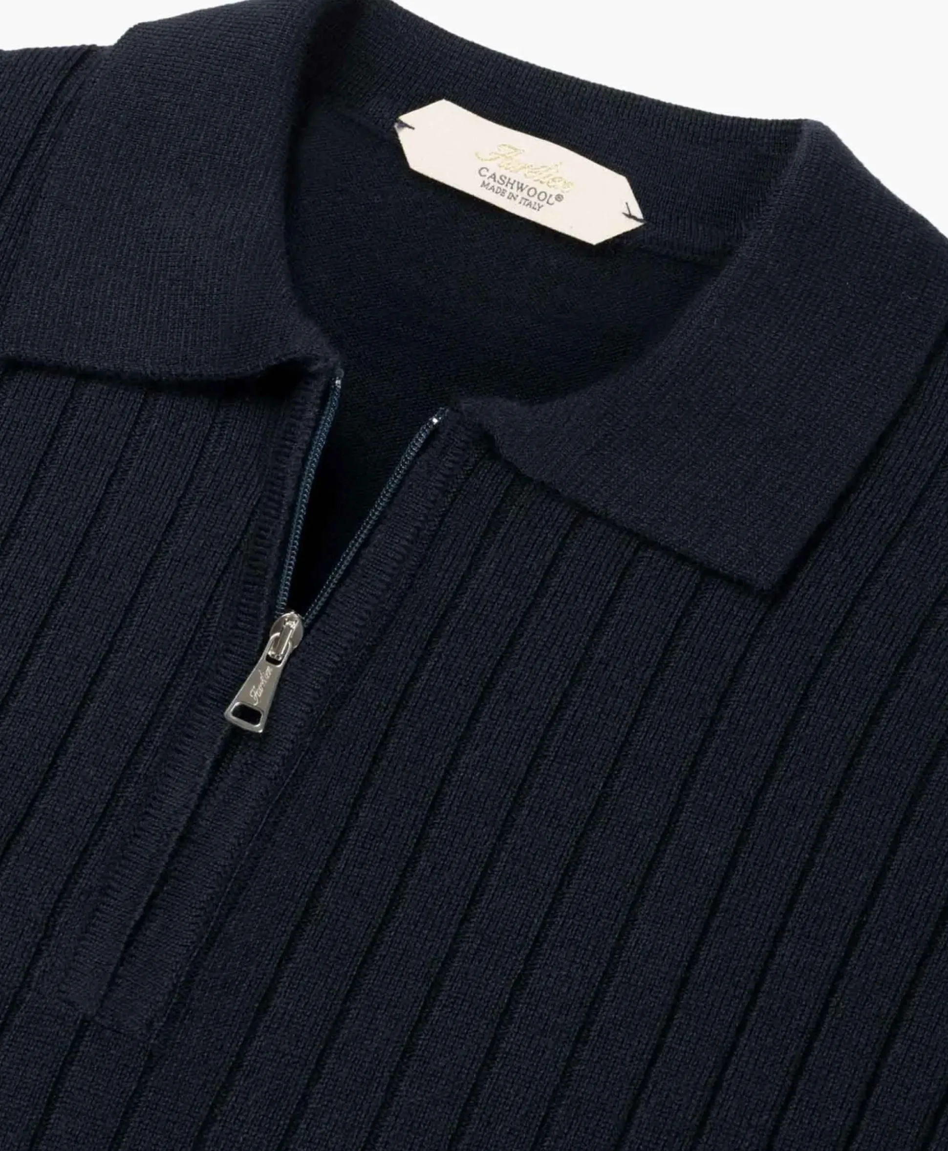 Aurelien Aurelien Pullover Rib Zip Polos Ls Donker Blauw
