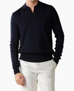 Aurelien Aurelien Pullover Buttonless Polo L Donker Blauw