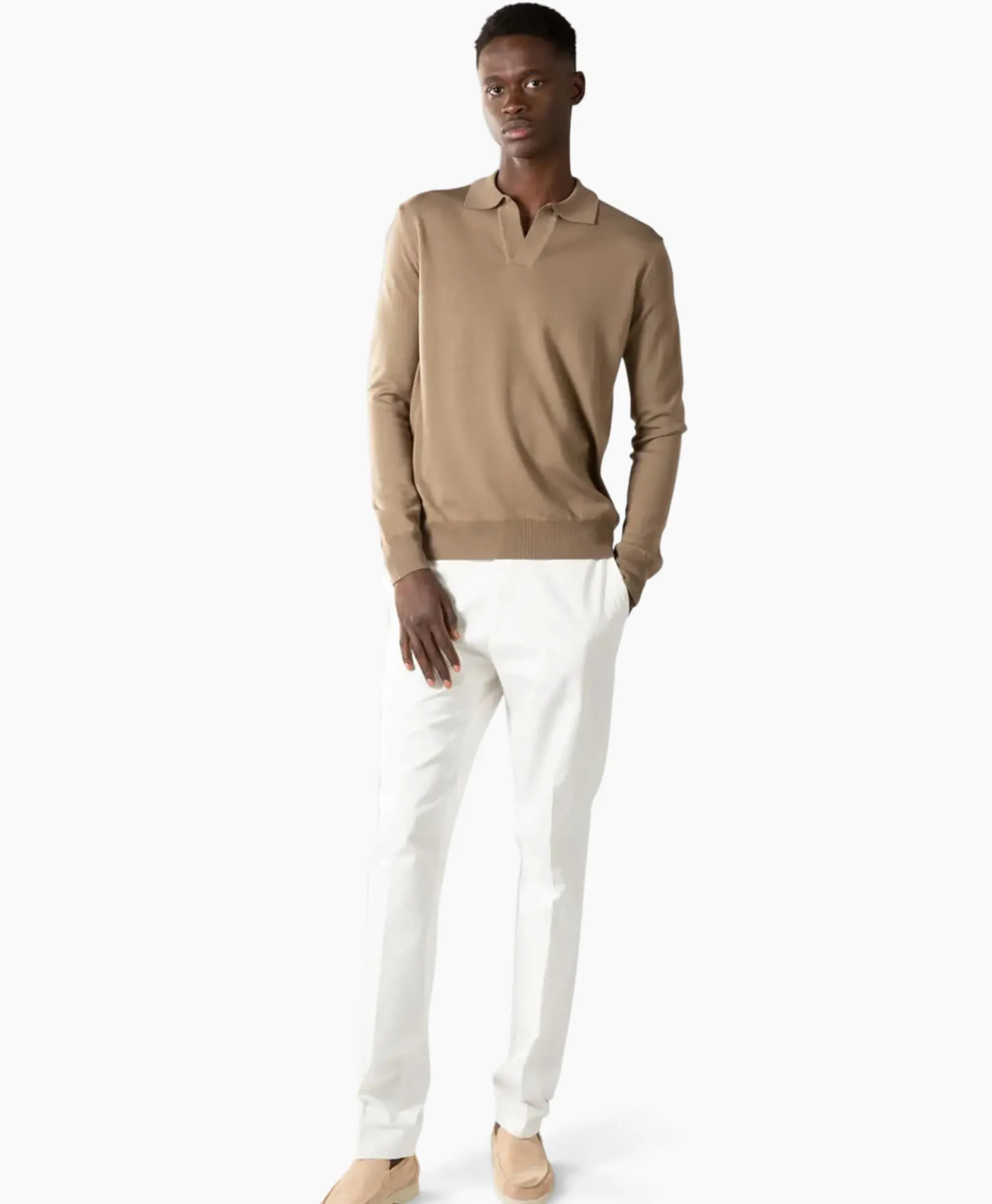 Aurelien Aurelien Pullover Buttonless Polo L Taupe