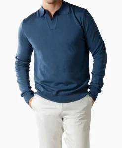 Aurelien Aurelien Pullover Buttonless Polo L Blauw