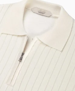 Aurelien Aurelien Pullover Rib Zip Polos Ls Ivoor / Naturel