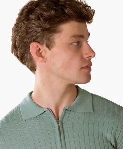Aurelien Aurelien Pullover Rib Zip Polos Ls Licht Groen