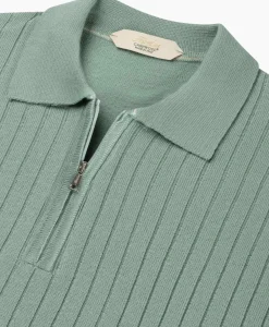 Aurelien Aurelien Pullover Rib Zip Polos Ls Licht Groen