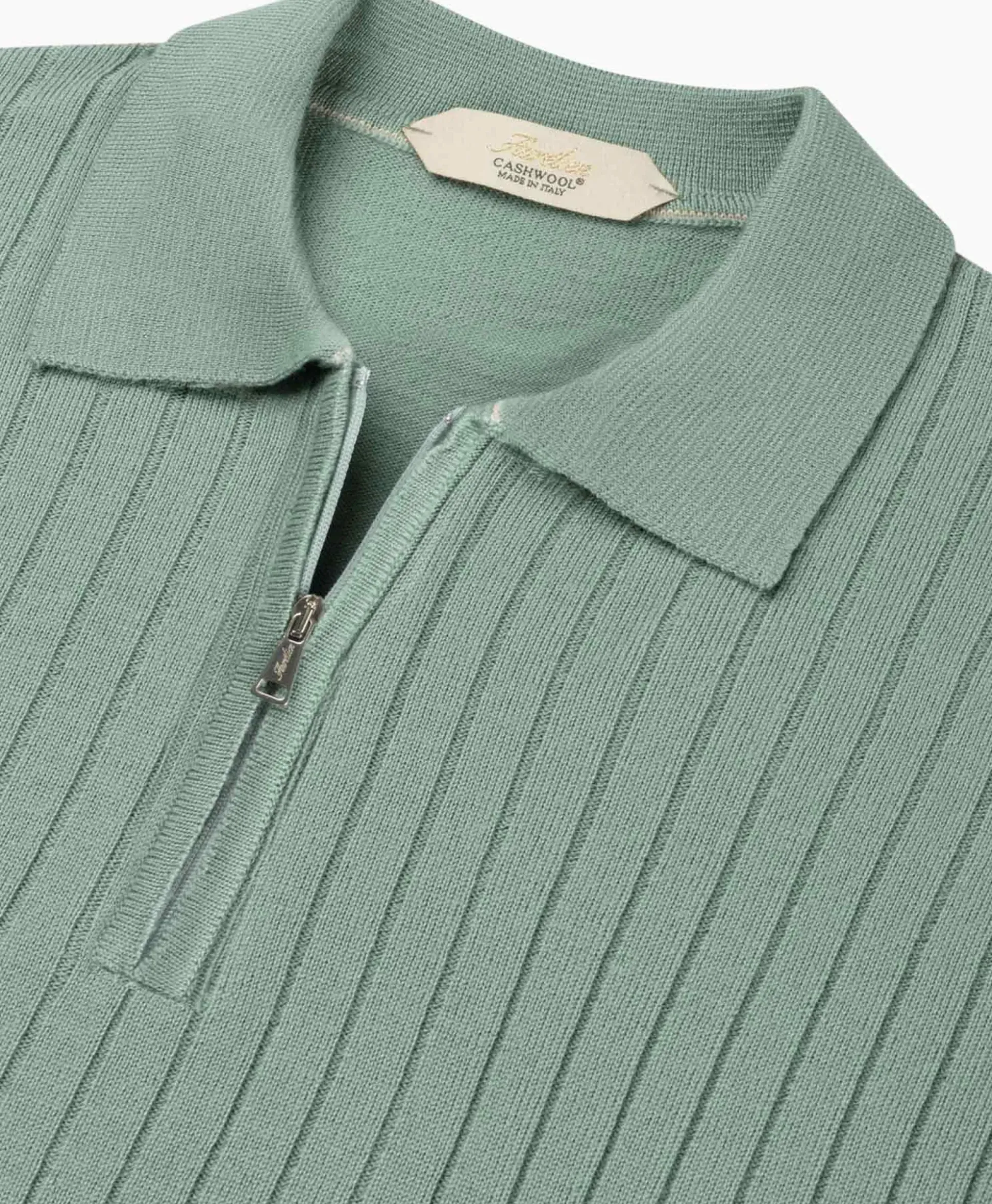 Aurelien Aurelien Pullover Rib Zip Polos Ls Licht Groen