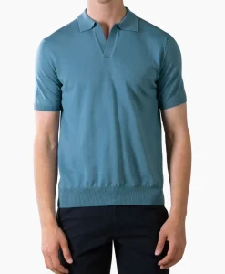 Aurelien Polo Buttonless Sl Blauw