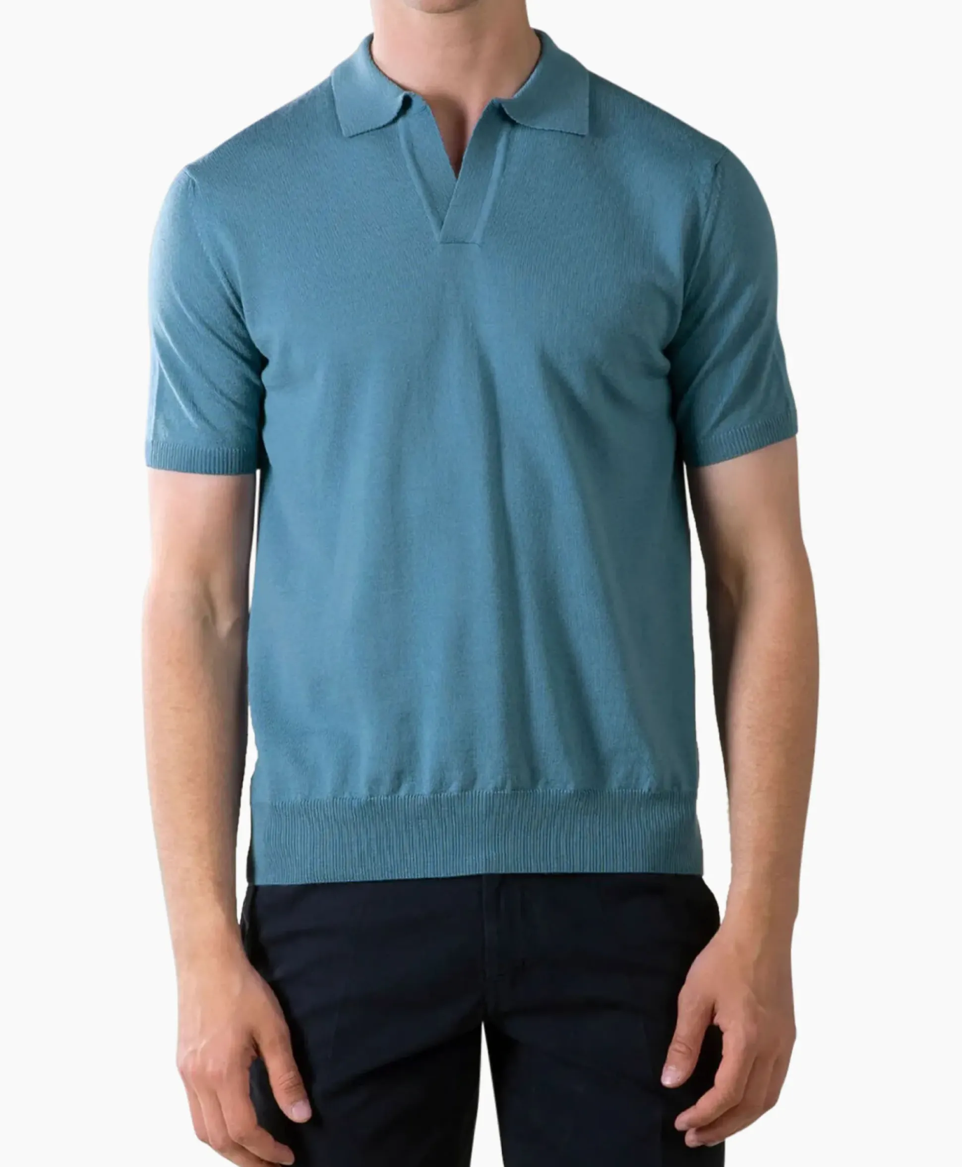 Aurelien Polo Buttonless Sl Blauw