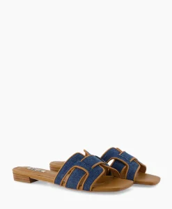Bibi Lou Sandaal Zonder Hak Leather + Linnen Bruin
