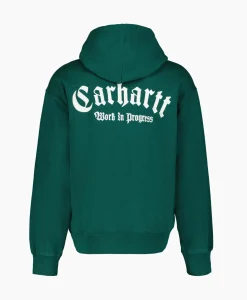 Carhartt Wip Sweater Hooded Onyx Script Groen