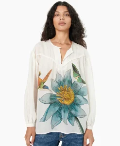 Chufy Blouse Bamboo Embroidered Blauw