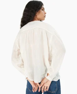 Chufy Blouse Bamboo Embroidered Blauw