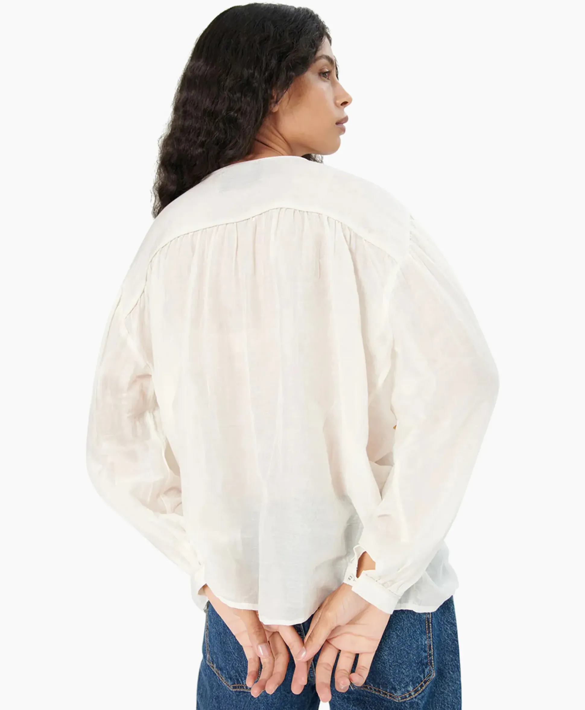 Chufy Blouse Bamboo Embroidered Blauw
