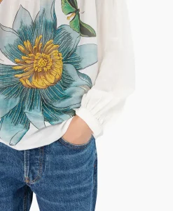 Chufy Blouse Bamboo Embroidered Blauw