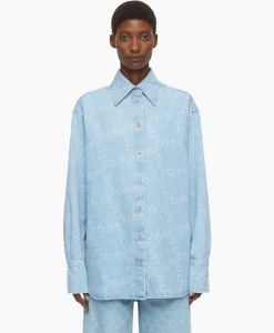 Closed Blouse Boxy Long Sleeve Licht Blauw