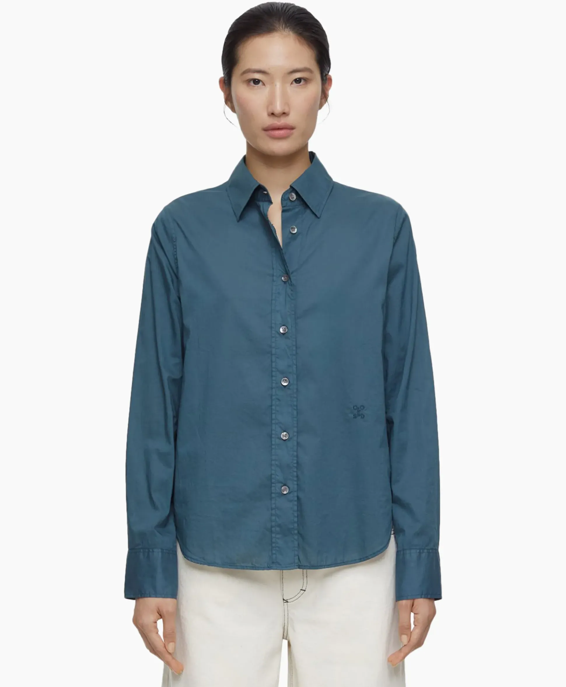 Closed Blouse Fitted Blauw