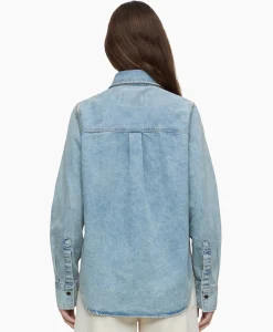 Closed Blouse Fitted Midden Blauw