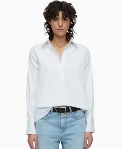 Closed Blouse Open Neck Tunic Wit